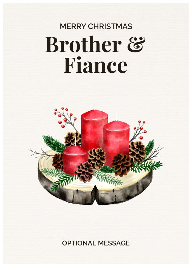 Brother & Fiance Christmas Card Displaying Festive Candles