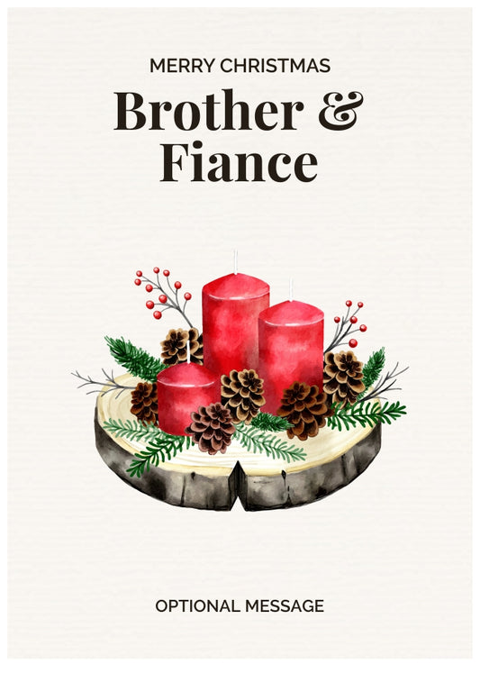 Brother & Fiance Christmas Card Displaying Festive Candles