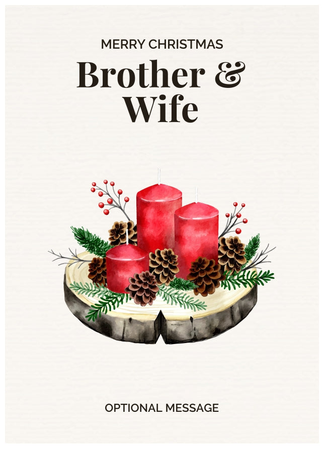 Brother & Wife Christmas Card Displaying Festive Candles