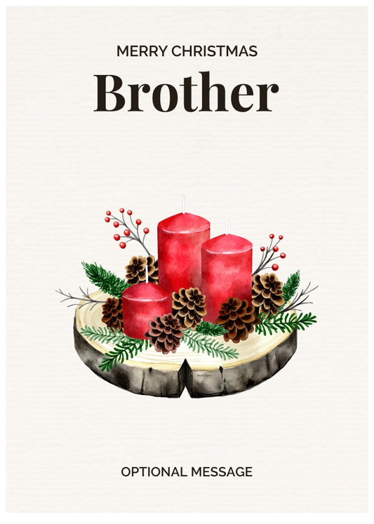 Brother Christmas Card Displaying Festive Candles