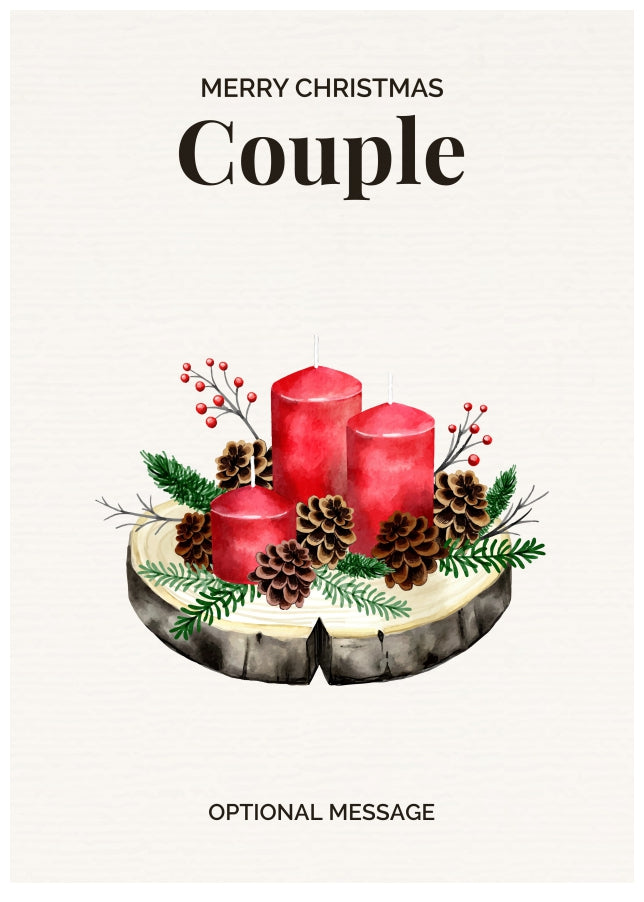 Couple Christmas Card Displaying Festive Candles