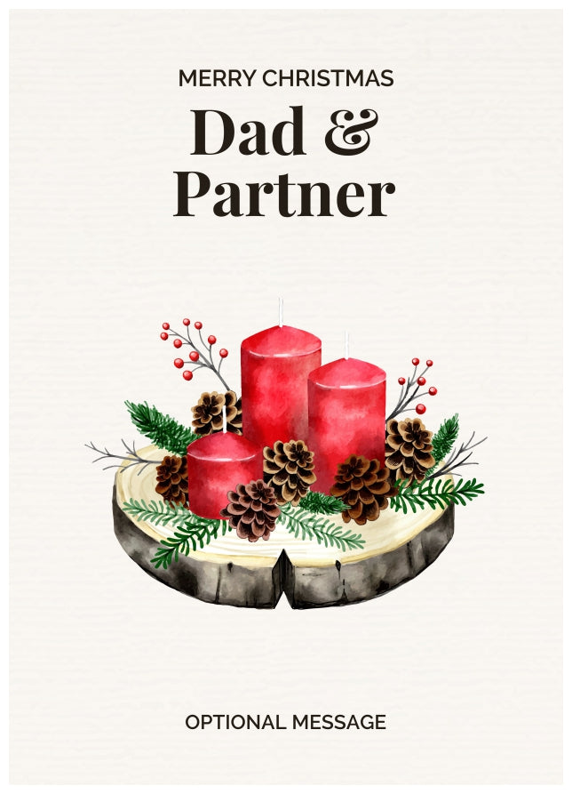 Dad & Partner Christmas Card Displaying Festive Candles