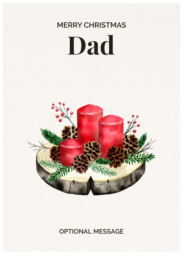 Dad Christmas Card Displaying Festive Candles