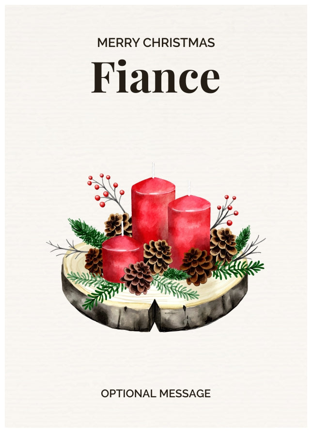 Fiance Christmas Card Displaying Festive Candles