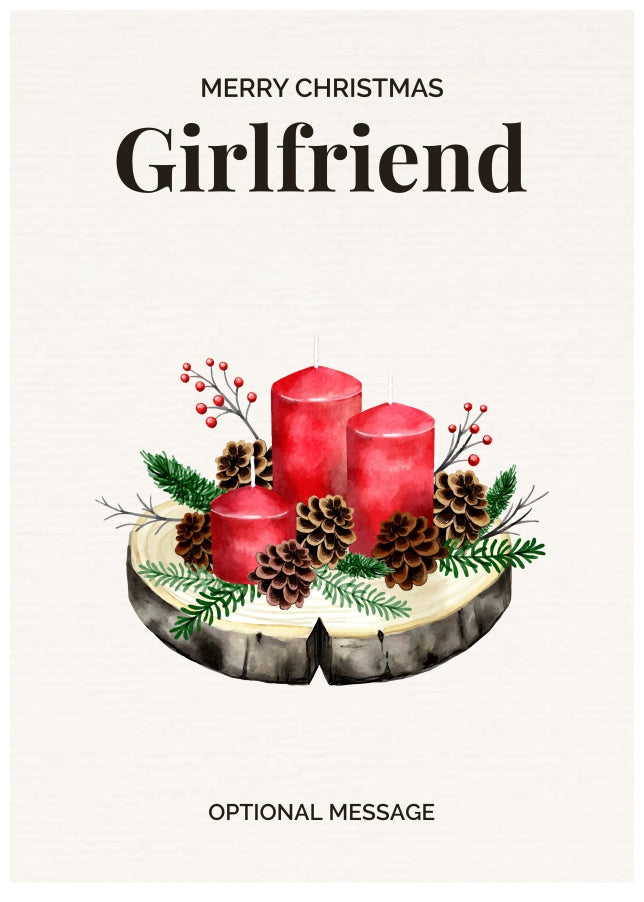 Girlfriend Christmas Card Displaying Festive Candles