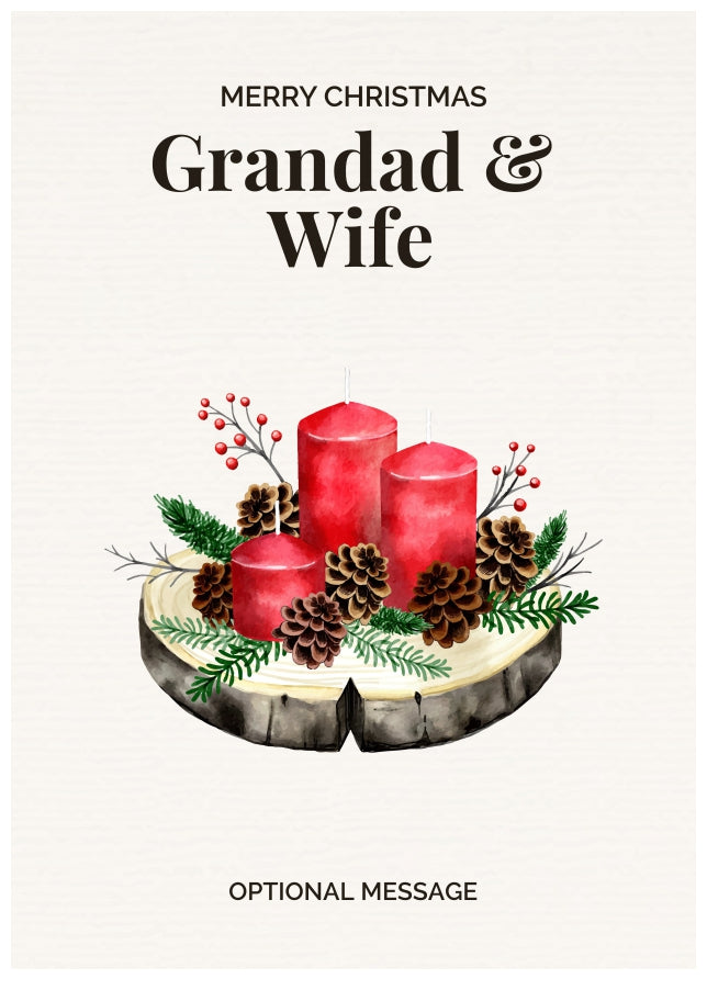 Grandad & Wife Christmas Card Displaying Festive Candles