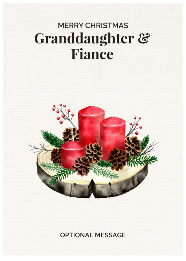 Granddaughter & Fiance Christmas Card Displaying Festive Candles