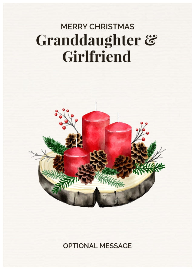 Granddaughter & Girlfriend Christmas Card Displaying Festive Candles