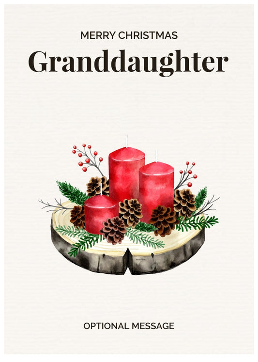 Granddaughter Christmas Card Displaying Festive Candles