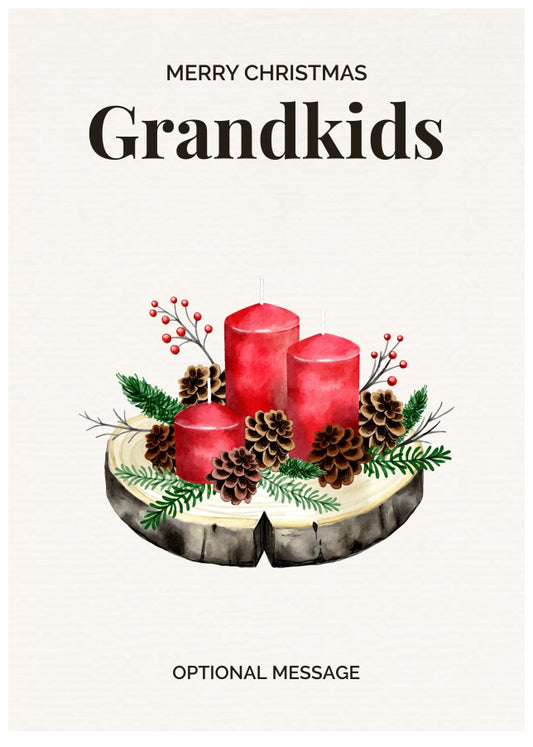 Grandkids Christmas Card Displaying Festive Candles