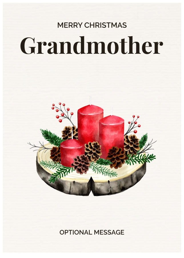 Grandmother Christmas Card Displaying Festive Candles