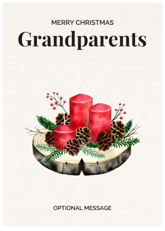 Grandparents Christmas Card Displaying Festive Candles