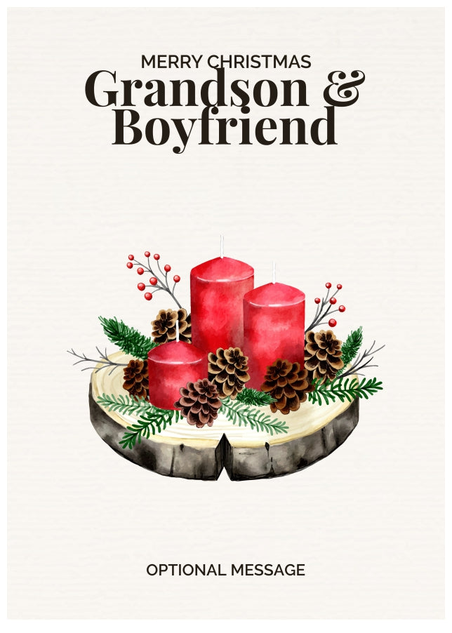 Grandson & Boyfriend Christmas Card Displaying Festive Candles