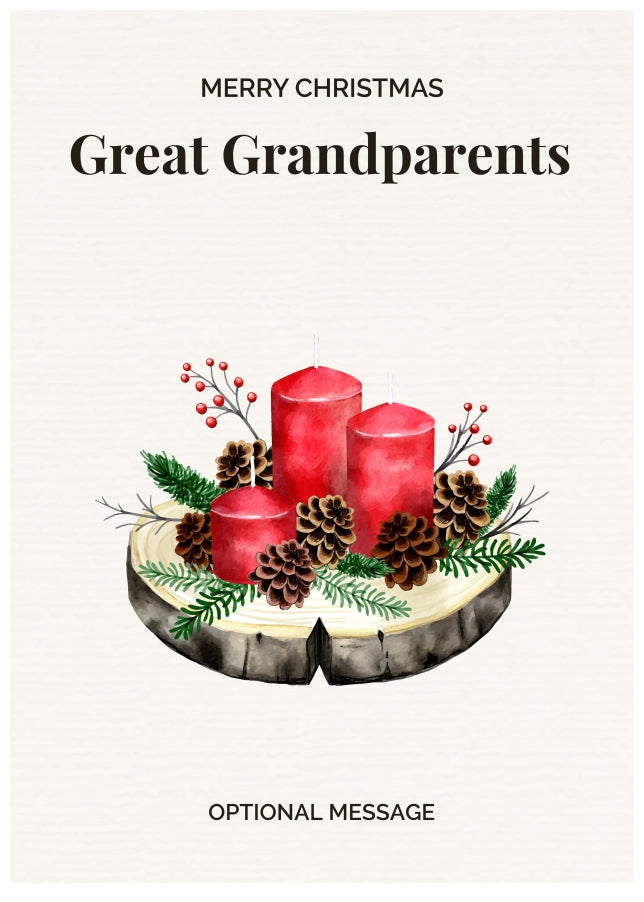 Great Grandparents Christmas Card Displaying Festive Candles