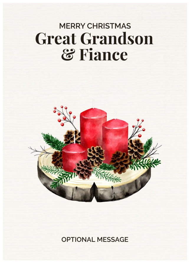 Great Grandson & Fiance Christmas Card Displaying Festive Candles