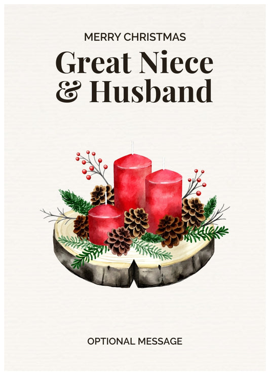 Great Niece & Husband Christmas Card Displaying Festive Candles