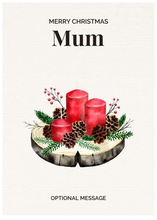 Mum Christmas Card Displaying Festive Candles