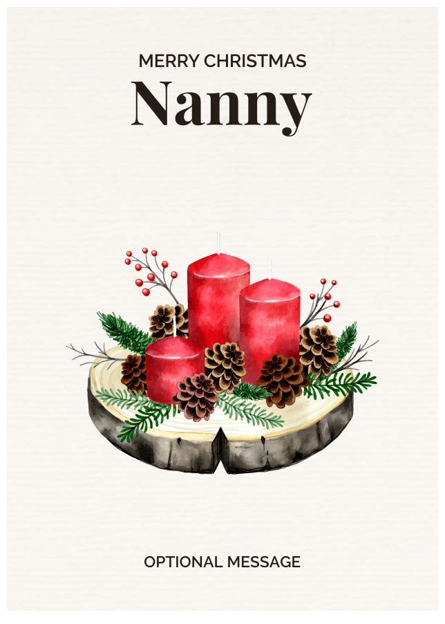 Nanny Christmas Card Displaying Festive Candles