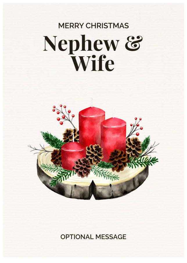 Nephew & Wife Christmas Card Displaying Festive Candles