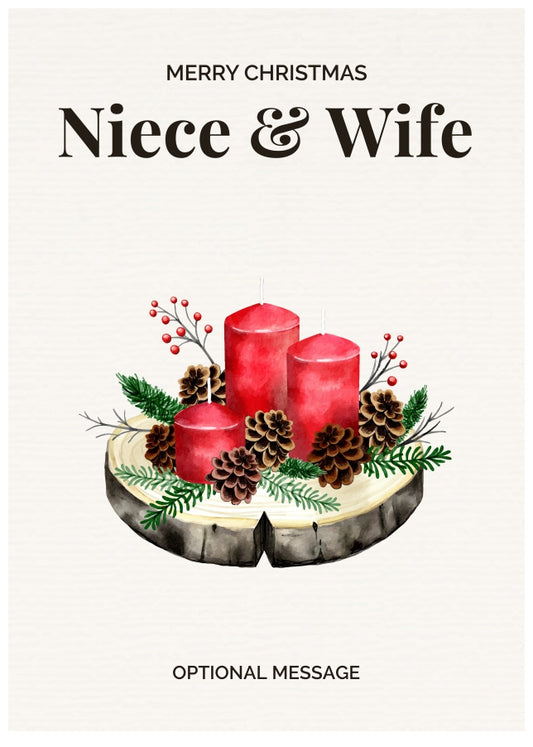 Niece & Wife Christmas Card Displaying Festive Candles