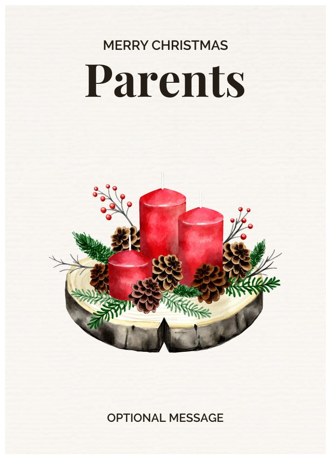 Parents Christmas Card Displaying Festive Candles