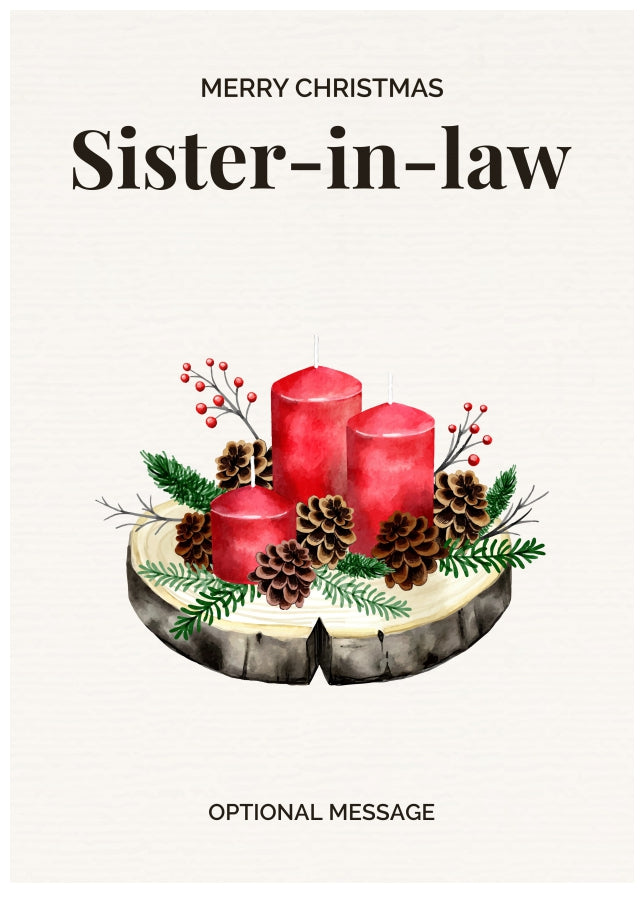 Sister-in-law Christmas Card Displaying Festive Candles