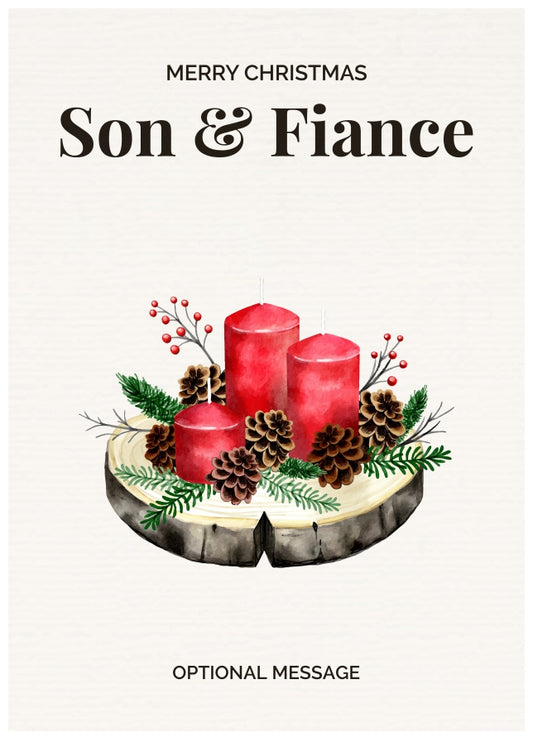 Son & Fiance Christmas Card Displaying Festive Candles