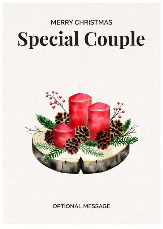 Special Couple Christmas Card Displaying Festive Candles