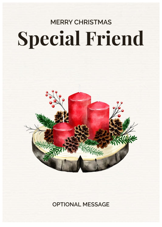 Special Friend Christmas Card Displaying Festive Candles