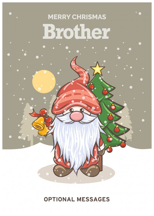 Merry Christmas Card for Brother - Festive Gnome