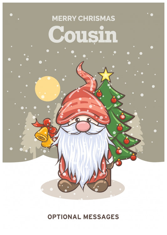 Merry Christmas Card for Cousin - Festive Gnome