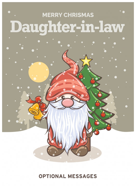 Merry Christmas Card for Daughter-in-law - Festive Gnome