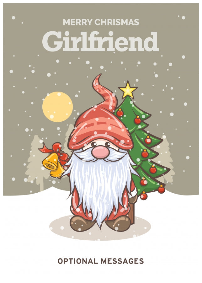 Merry Christmas Card for Girlfriend - Festive Gnome