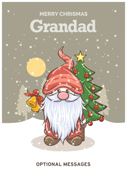 Merry Christmas Card for Grandad - Festive Gnome