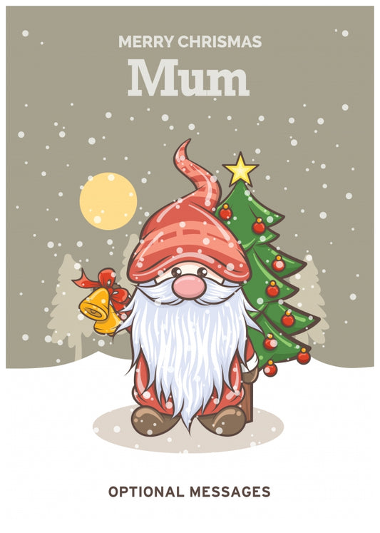 Merry Christmas Card for Mum - Festive Gnome