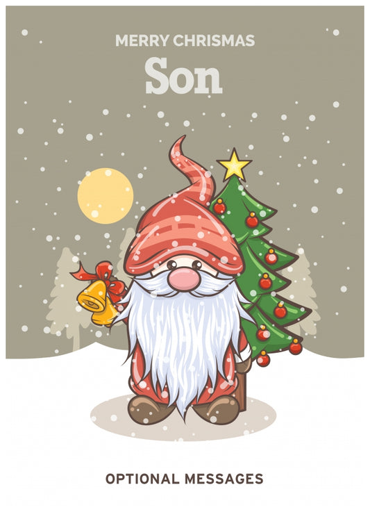 Merry Christmas Card for Son - Festive Gnome