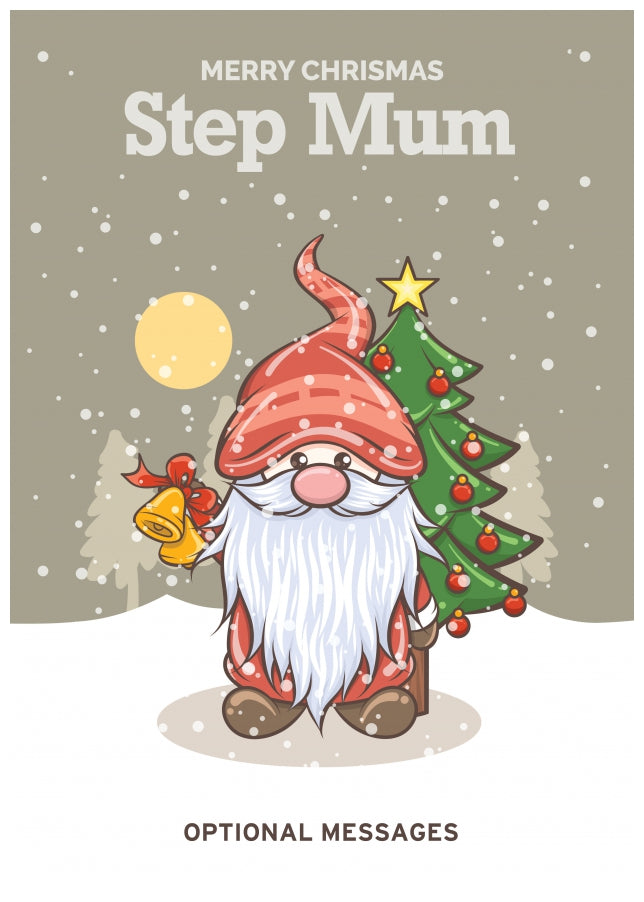 Merry Christmas Card for Step Mum - Festive Gnome