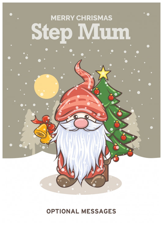 Merry Christmas Card for Step Mum - Festive Gnome