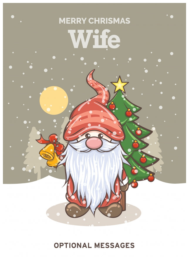 Merry Christmas Card for Wife - Festive Gnome