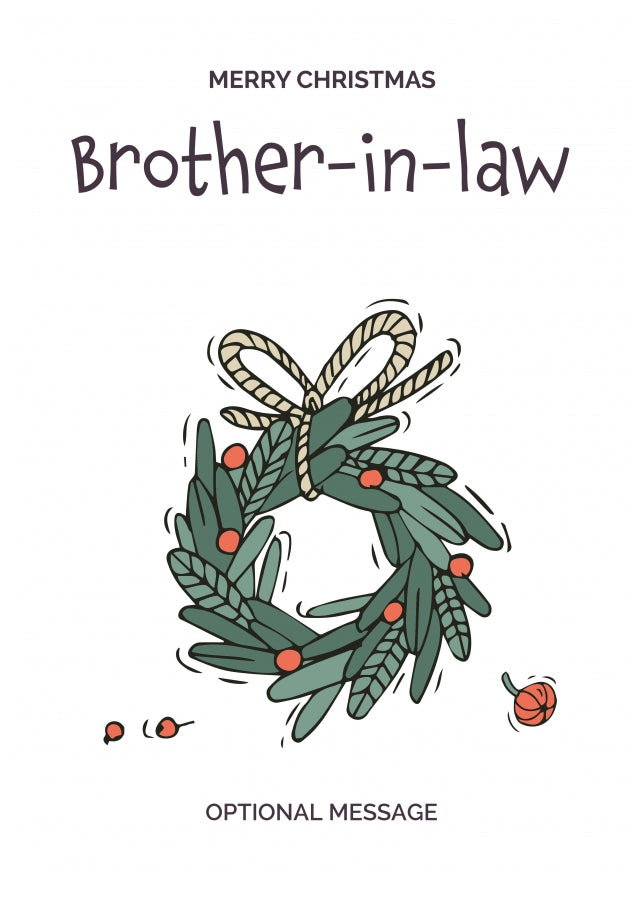 Personalised Xmas Card for Brother-in-law - Festive Wreath