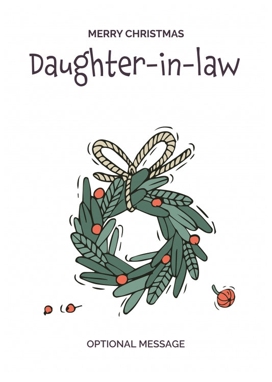 Personalised Xmas Card for Daughter-in-law - Festive Wreath