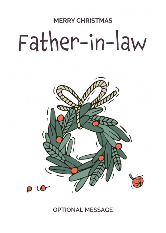 Personalised Xmas Card for Father-in-law - Festive Wreath