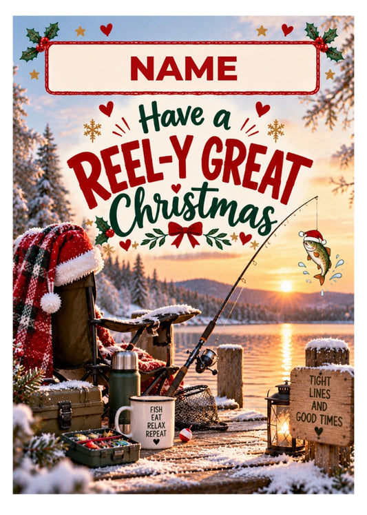 Personalised Fishing Christmas Card