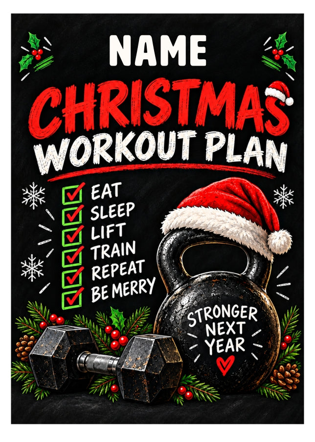 Personalised Fitness Christmas Card for Her or Him