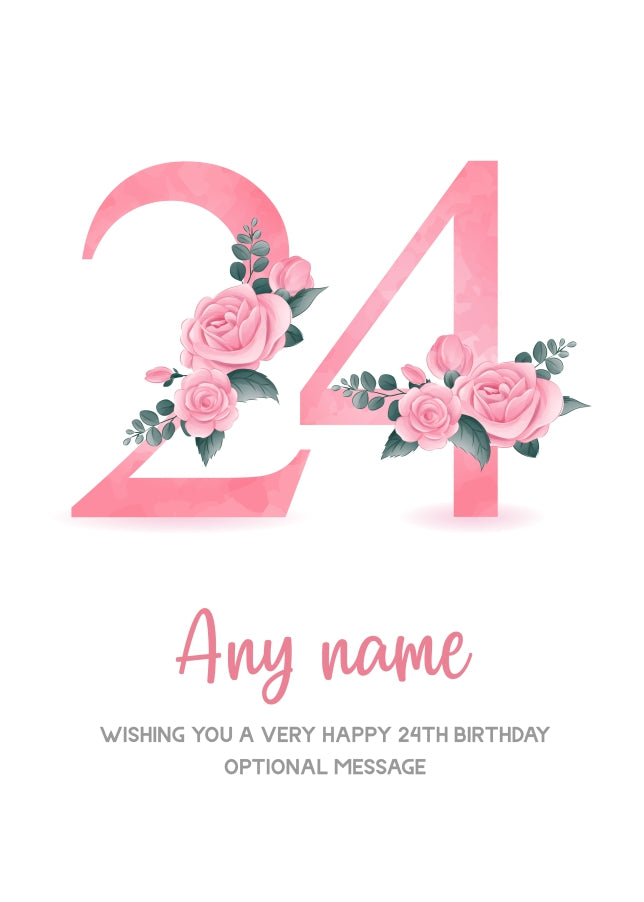 Personalised 24th Birthday Card for Women - Floral Greeting Cards