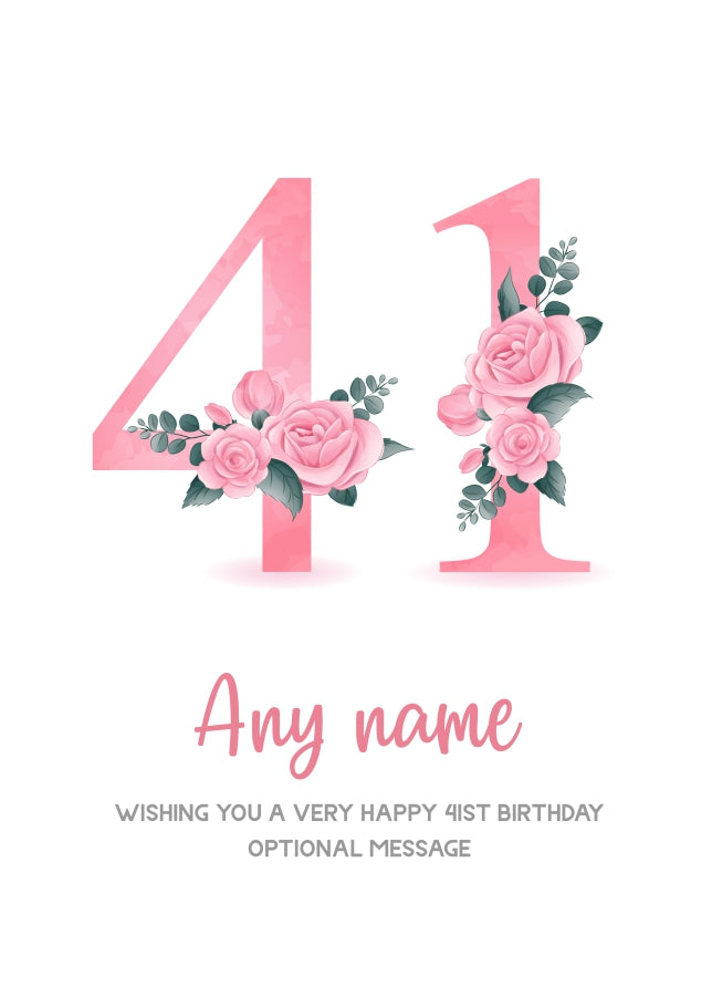 Personalised 41st Birthday Card for Women - Floral Greeting Cards