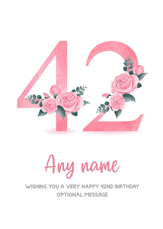 Personalised 42nd Birthday Card for Women - Floral Greeting Cards