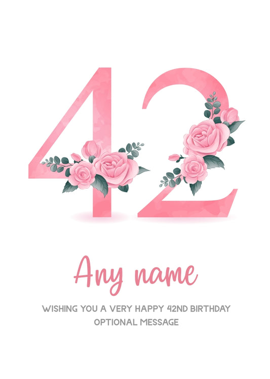 Personalised 42nd Birthday Card for Women - Floral Greeting Cards