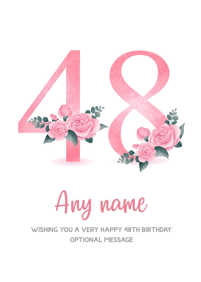 Personalised 48th Birthday Card for Women - Floral Greeting Cards