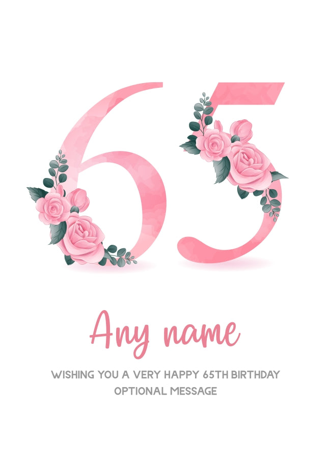 Personalised 65th Birthday Card for Women Floral– HeyChimp